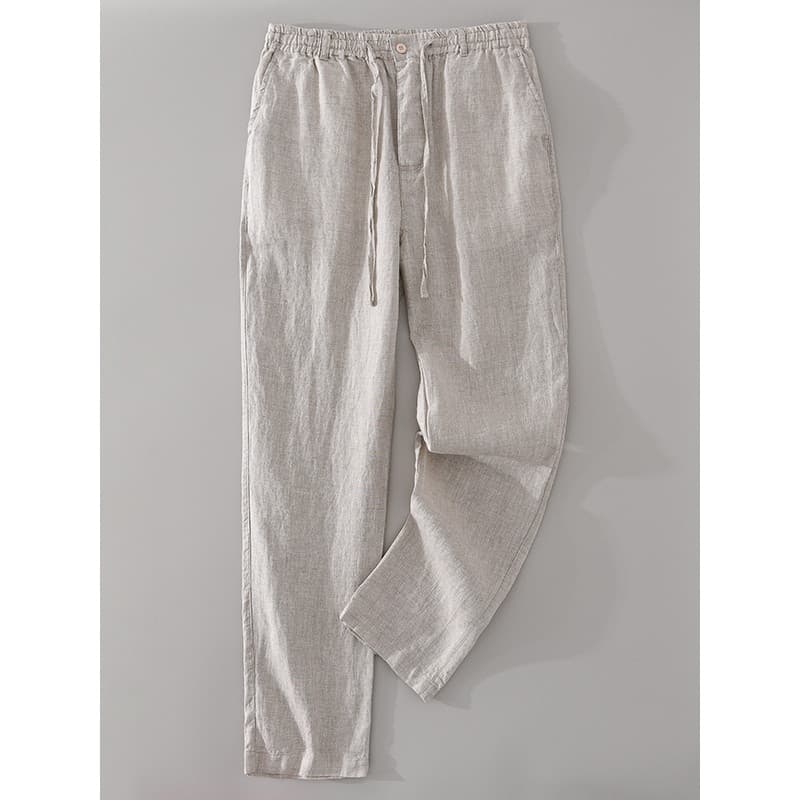 Calças de linho masculinas soltas retas calças casuais verão estilo dinheiro antigo calças masculinas verão calças mascu