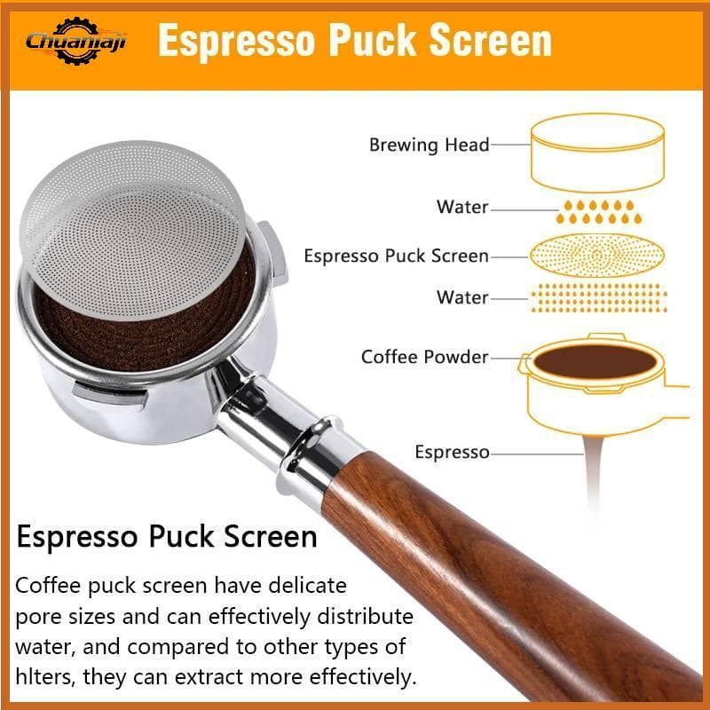 Suporte Para Filtro De Café Expresso Chuaniaji 51mm 53mm 58.5mm Malha Inoxidável 0.2mm Extração Precisa DeLonghi Brevill