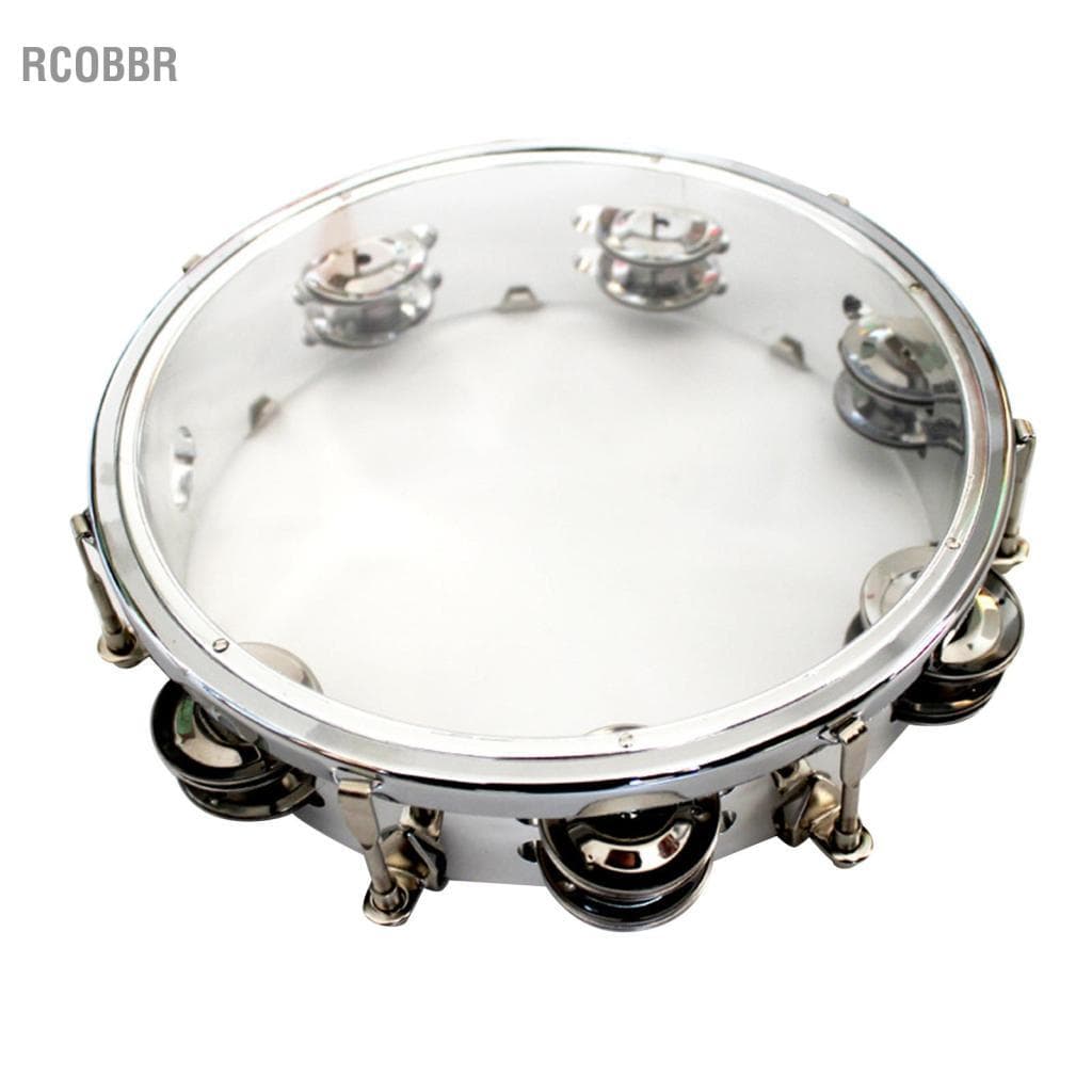 Rcobbr Pandeiro de percussão de tambor de metal com sino de mão ajustável para crianças Brinquedo de instrumento