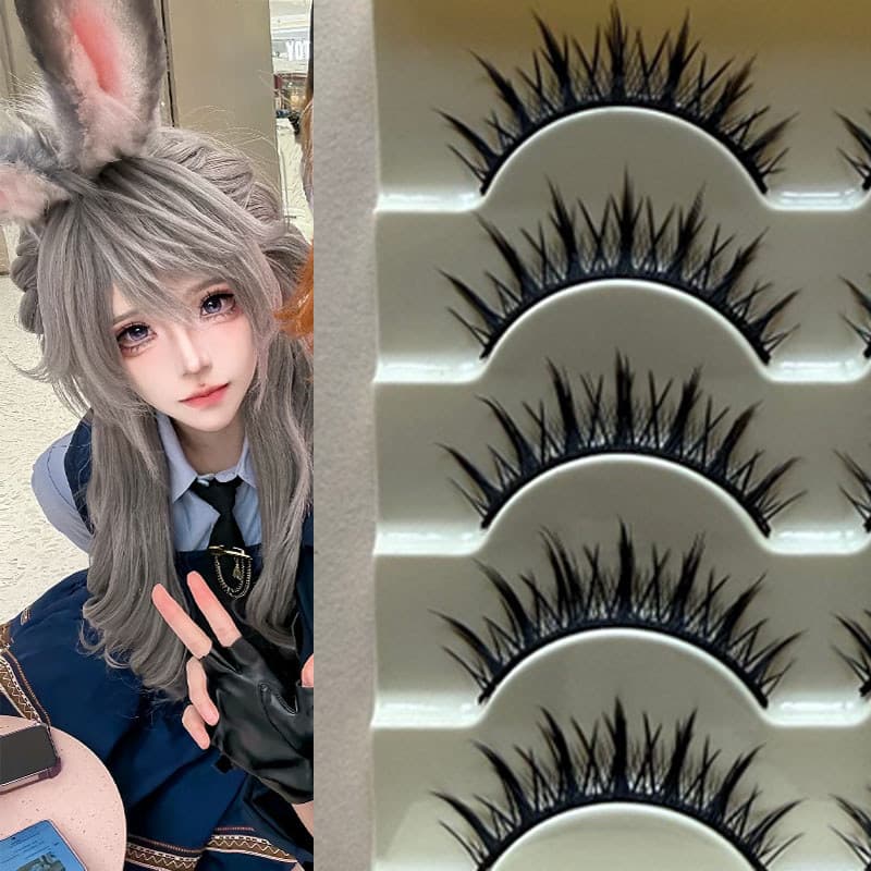 Japonês pequeno diabo cílios postiços cosplay quadrinhos 013 cílios postiços sobrenatural cílios inteiro haste preta
