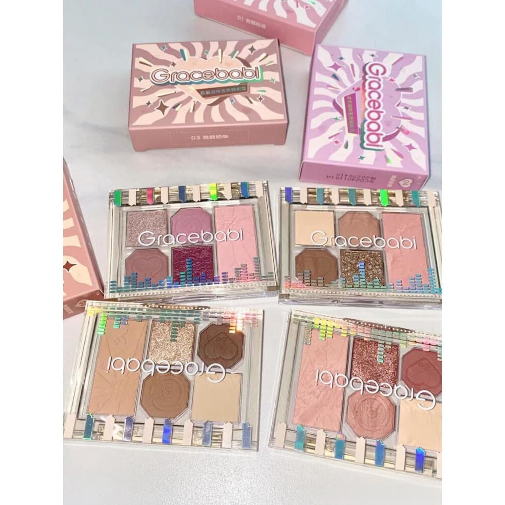 Gracebabi paleta de sombras de cinco cores, delineador perolado fosco, Blush de alto brilho, maquiagem multiuso, baixa s
