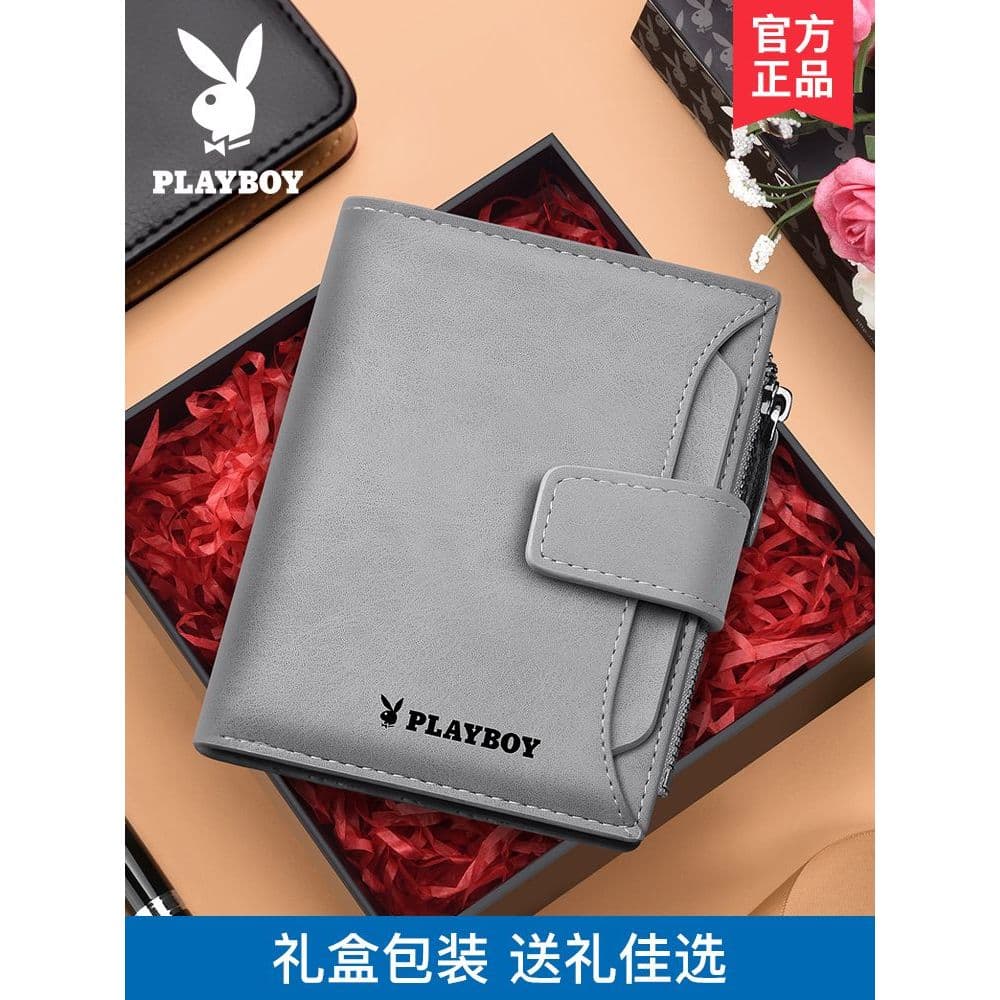 carteira masculina carteira masculina com ziper Playboy carteira curta masculina nova bolsa de documentos de grande capa