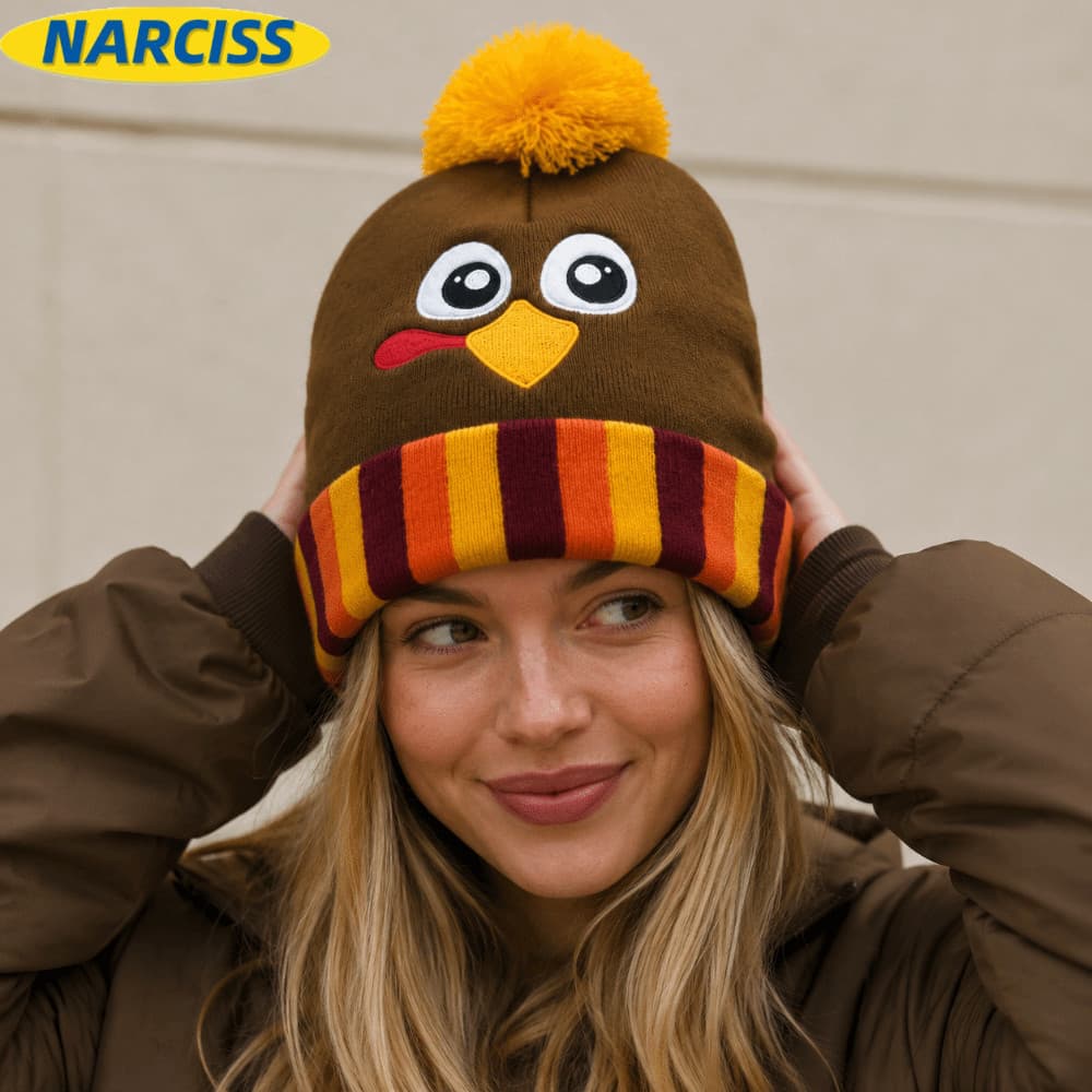Chapéu De Malha De Peru NARCISSUSPW , Gorro Acrílica Quente , Gorros Bordados De Estilo Simples