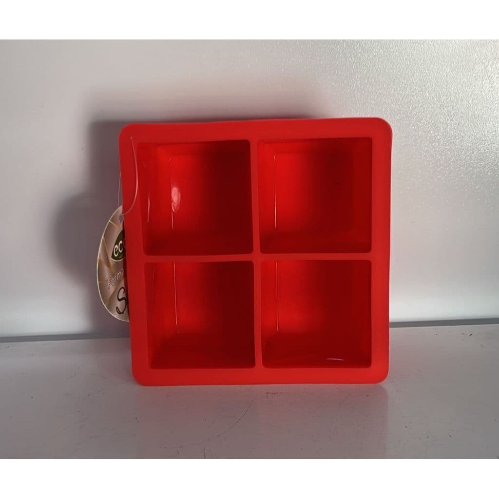 Forma de Gelo de Silicone Grande para Whisky e Drinks 4 Cubos