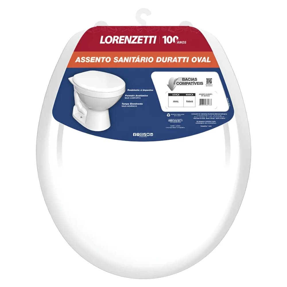 Tampa Assento Sanitário Universal Duratti Branco Lorenzetti