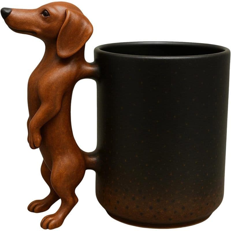 Caneca Dachshund Feita À Mão , Criativa De Cerâmica Em Formato De Animal 3d , Copo De 11 Onças , Canecas De Café Exclusi