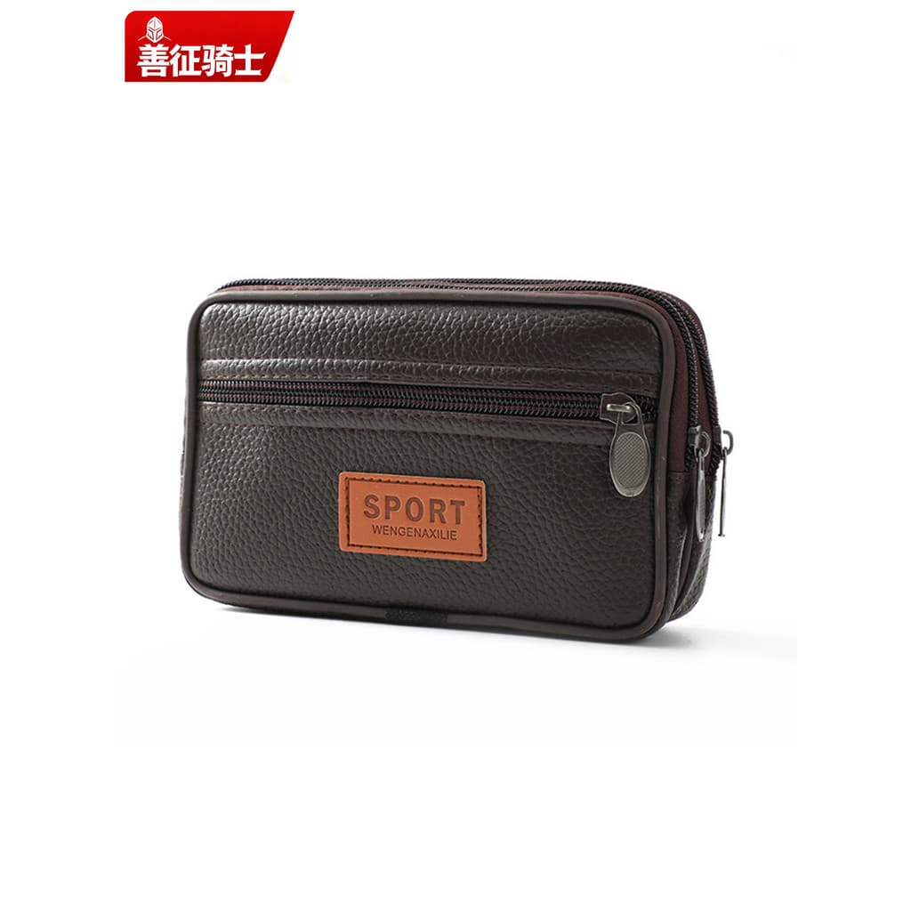 Bolsa de cintura Vertical masculina para celular, bolsa de moedas Horizontal de couro para esportes ao ar livre, cinto p