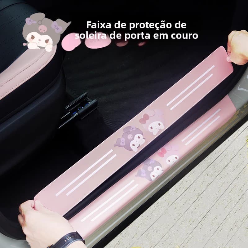 Rosa Kuromi dos desenhos animados limiar da porta do carro anti-piso adesivo protetor Pedal anti-risco adesivo Universal