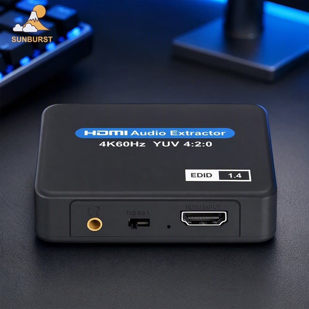 [Sunburst1 . br] Divisor Extrator De Áudio Compatível Com HDMI 4K 60Hz 5.1 Surround SPDIF
