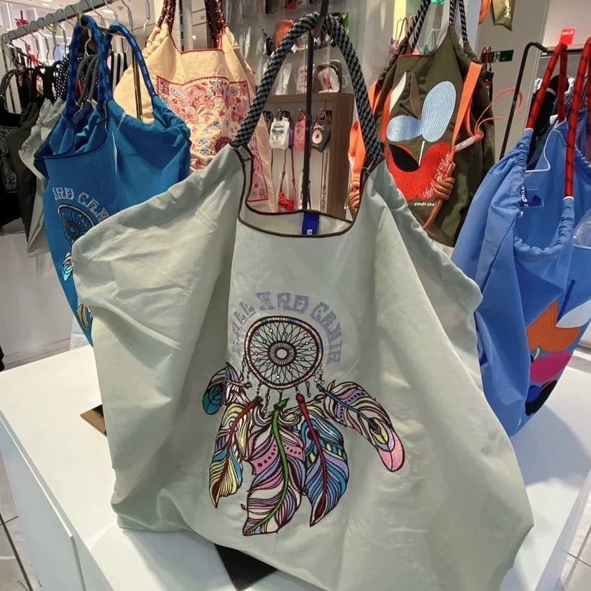 Bolsa de pano ecológica bordada de nicho japonês feminina sacola de grande capacidade apanhador de sonhos Nylon