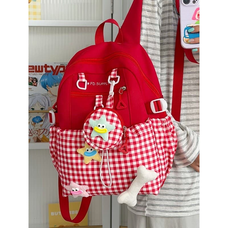 Mochila escolar feminina japonesa, estudantes da escola primária, primeiro a terceira série, novo estilo, xadrez fresco,