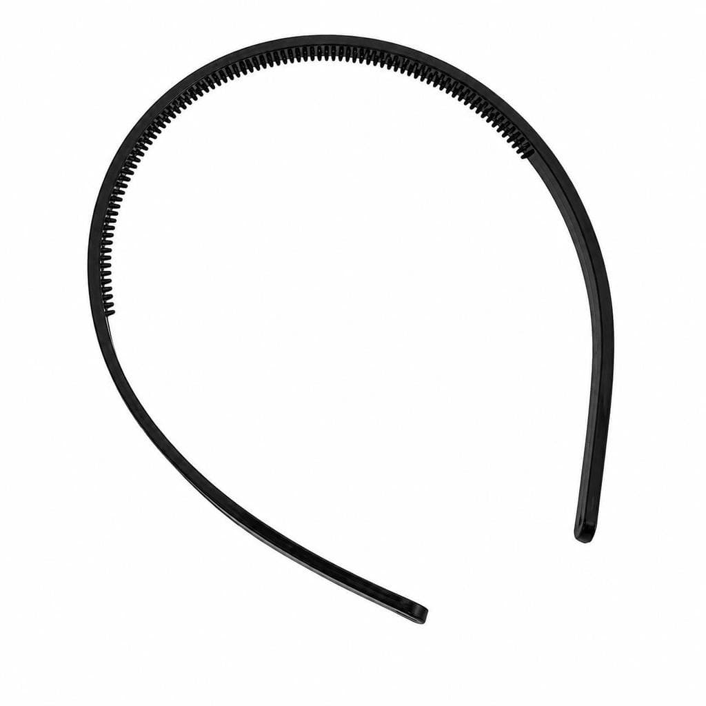 Kit 06/12pcs Tiara Preta Extra Fina Plástica Arco Dentinho Pente-5mm
