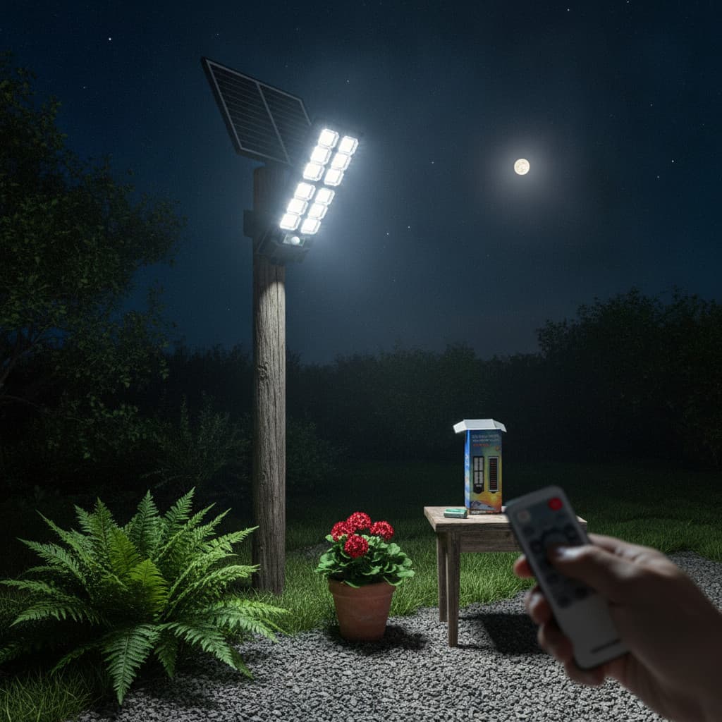 Luminária Solar LED Externa Potente com Sensor de Presença 8 Divisões Luz Segurança Jardim Muro