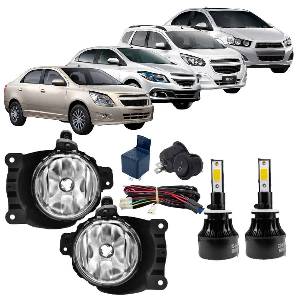 KIT FAROL MILHA CHEVROLET ONIX SPIN COBALT SONIC E SUPER LED