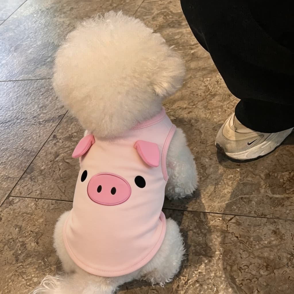 Cão verão roupas finas pequeno cão leite cão verão Anti-sujo ao ar livre rosa porco roupas de duas pernas bonito Pomeran