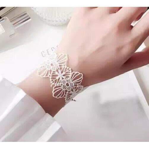 Punhos elásticos capa cicatrizes pulseiras estilo curto capa tatuagens respirável fino mangas de pulso rendas pulseiras