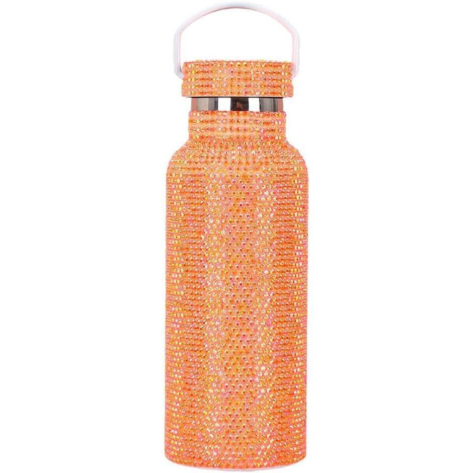 Garrafa de Água Brilhante com Strass, Copo Brilhante de 17oz, Garrafa de Água com Diamantes, com Alça e Tampa, Garrafa d