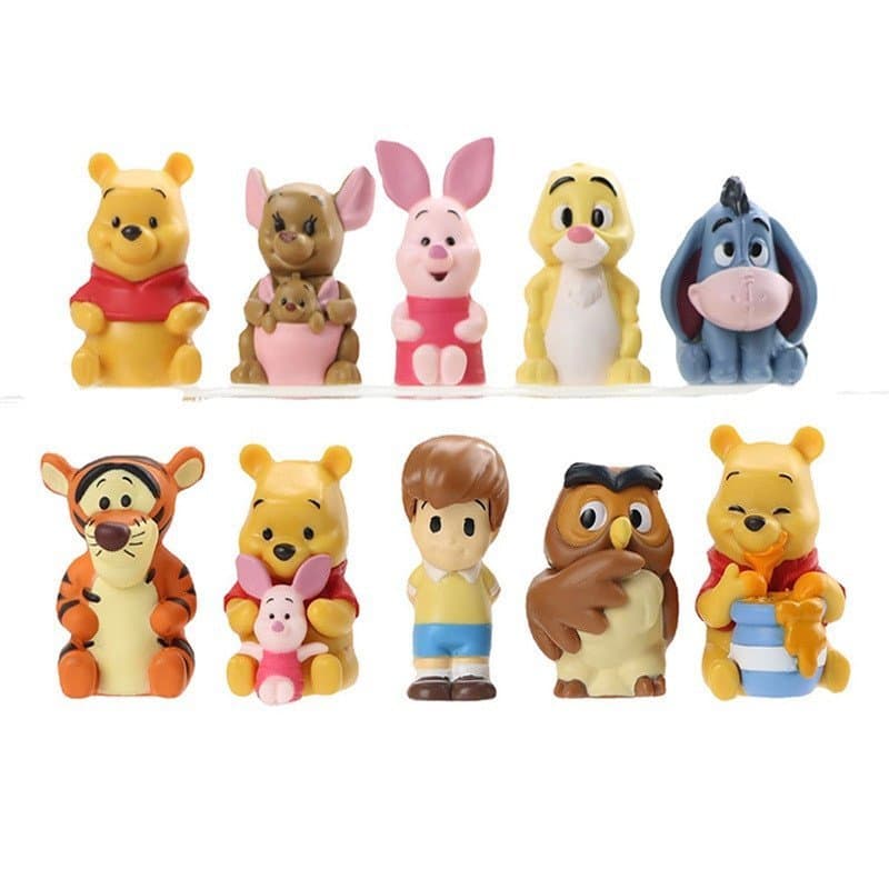 10pcs/set Desenho Animado Winnie The Pooh Figuras De Ação Em PVC Piglet Owl Tiger Eeyore Modelo Doll Toys Kids Gift