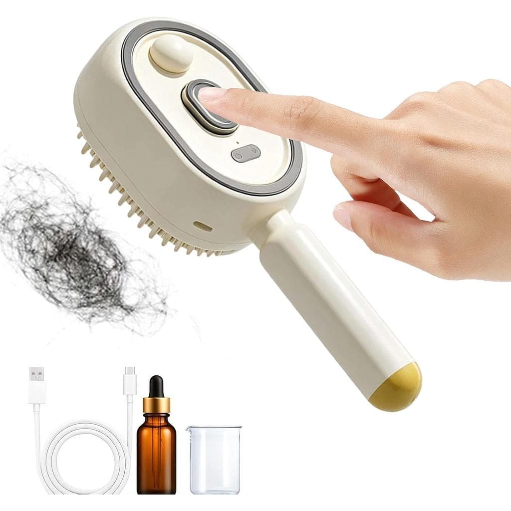 Escova alisadora a vapor elétrica, alisador de cabelo a vapor 2 em 1, escova antiestática, pulverizador de água com copo