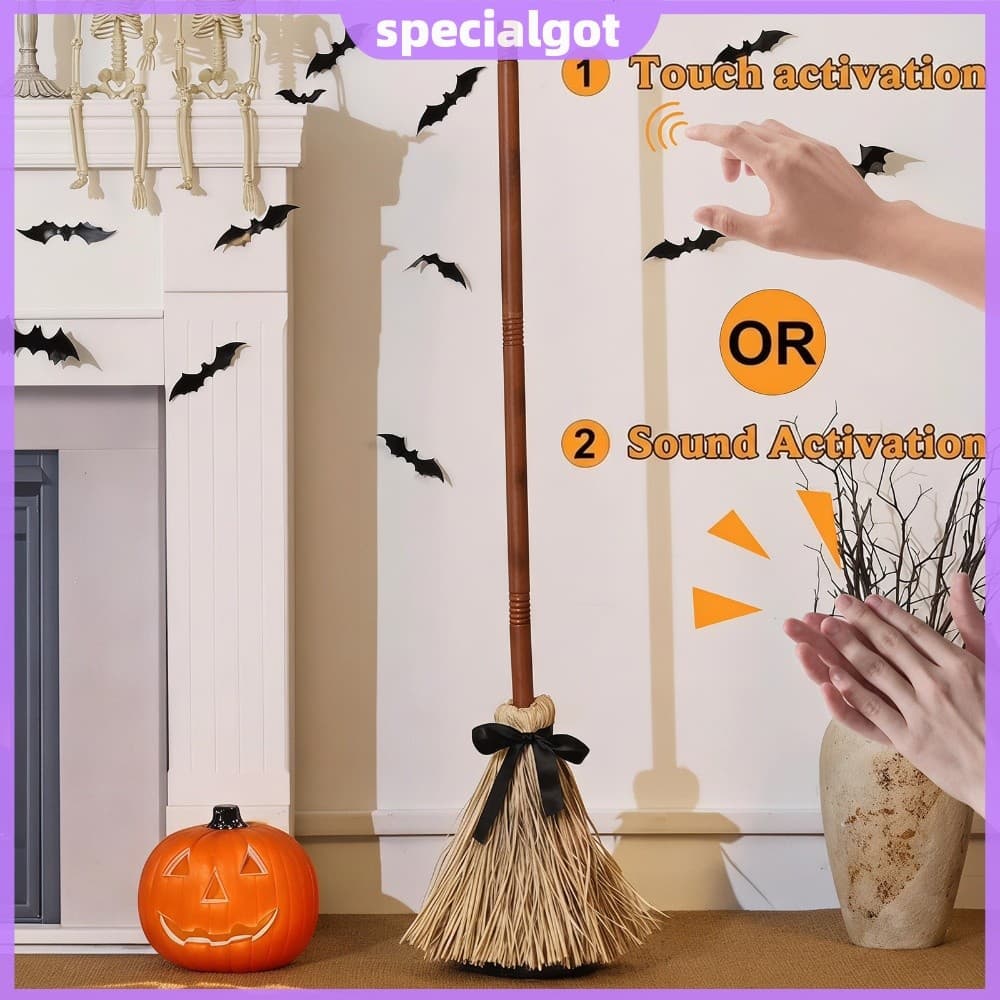 Suporte Elétrico De Vassoura De Bruxa Em Movimento Para Decoração De Festa De Halloween , Recurso De Varredura Automátic
