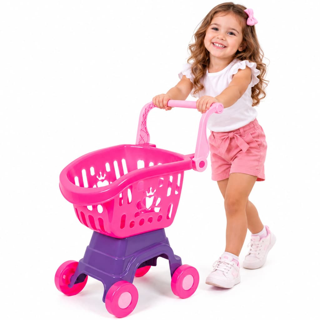 Carrinho de compras Infantil Brinquedo Menina Mercadinho Boneca
