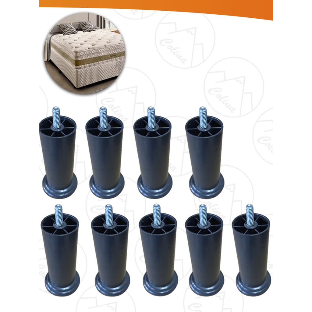 Conjunto Pés De Cama Box Kit Com 9 Pés 12cm Plástico