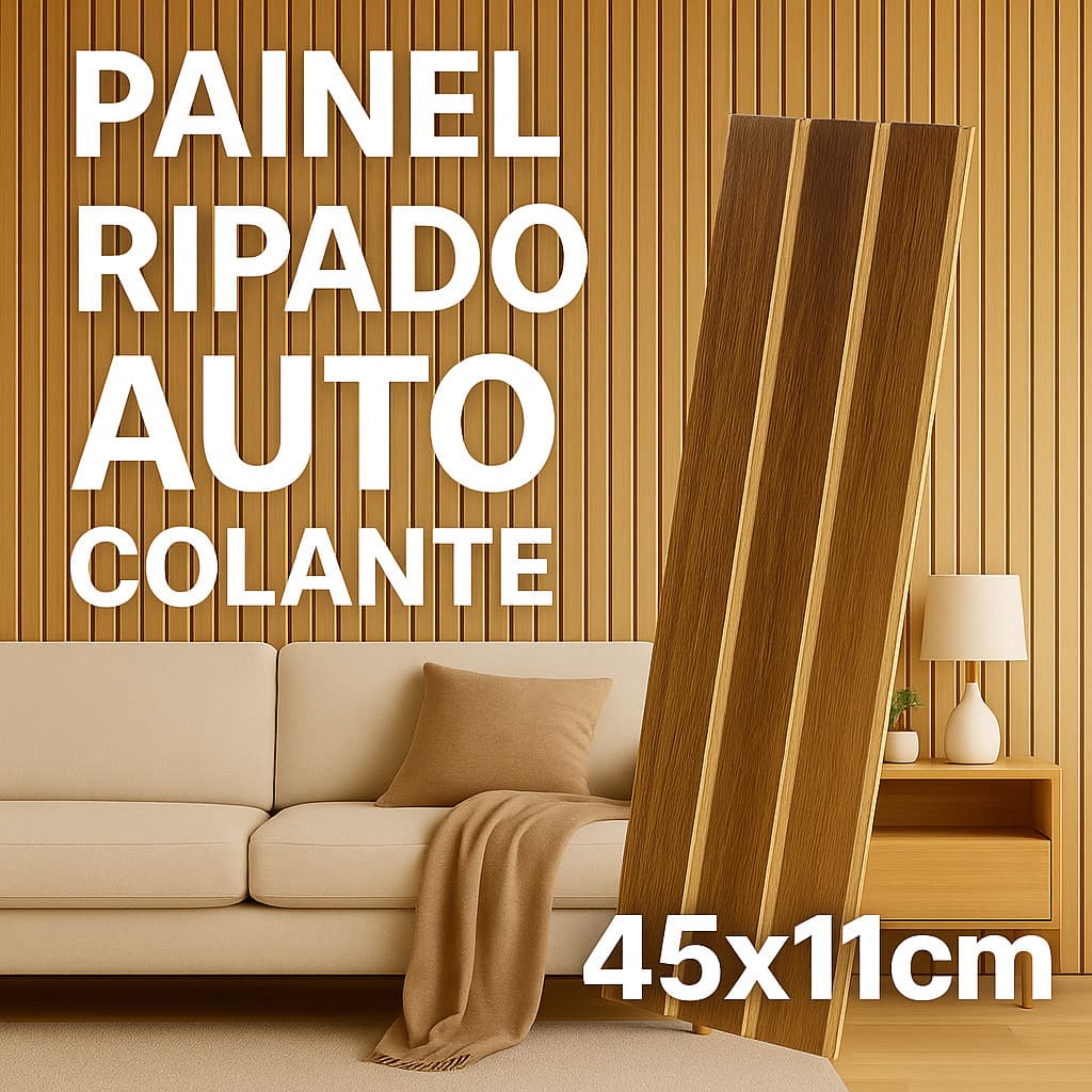 Kit 100 Placas Ripada Decorativo Adesivo Painel Mdf Alta Qualidade Premium 45x11cm