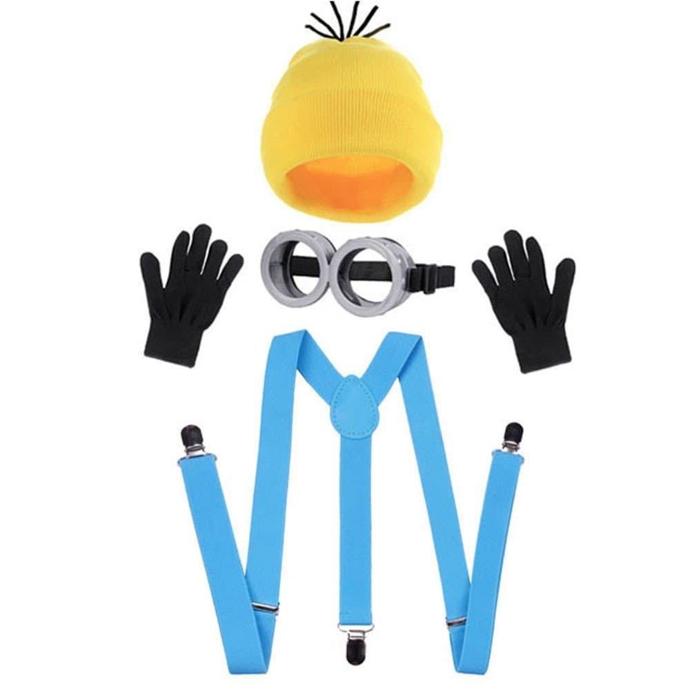 Despicable Me Minions Conjunto De Fantasia De Chapéu Bobble De Malha , Gorro Minion 3 Em 1 Para Halloween , Natal , Cosp