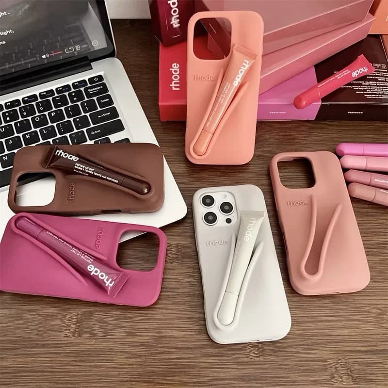 Capa De Telefone + Batom Silicone Para iPhone 11 12 13 14 15 16 Pro Max