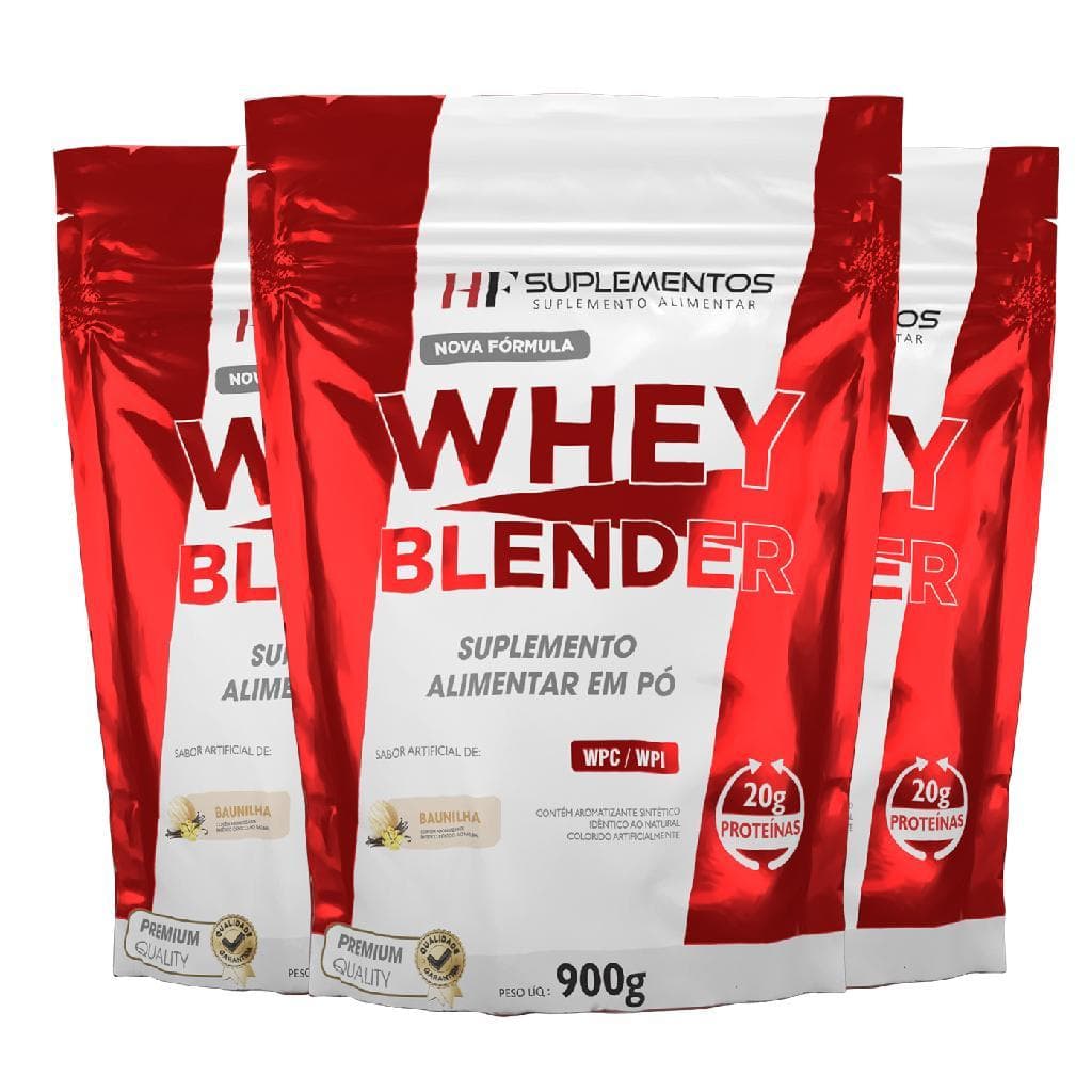 3X WHEY BLENDER CONCENTRADO BAUNILHA 900G HF SUPLEMENTOS