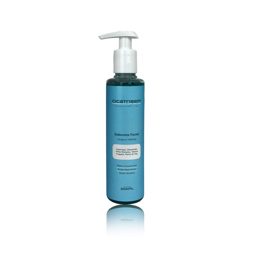 Sabonete Facial Cicatribem 200ml — Limpeza suave com Ácido Hialurônico | Toque macio diário