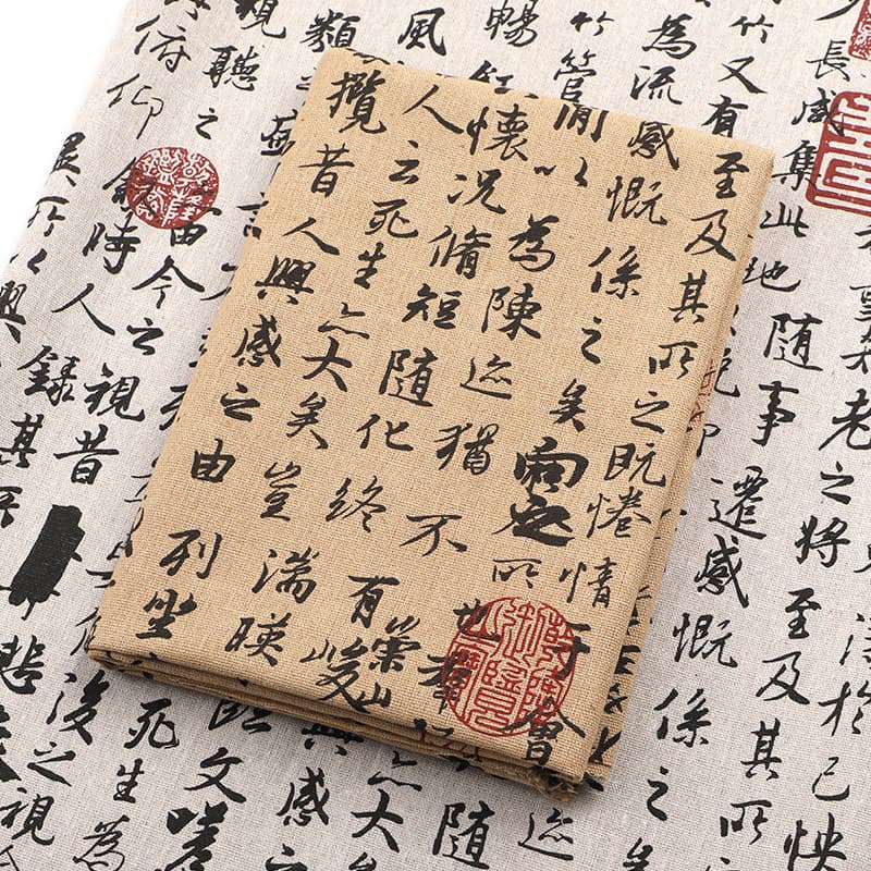 Novo estilo chinês estilo chinês tecido de linho de algodão Lanting Xu caligrafia toalha de mesa retangular pano de mesa