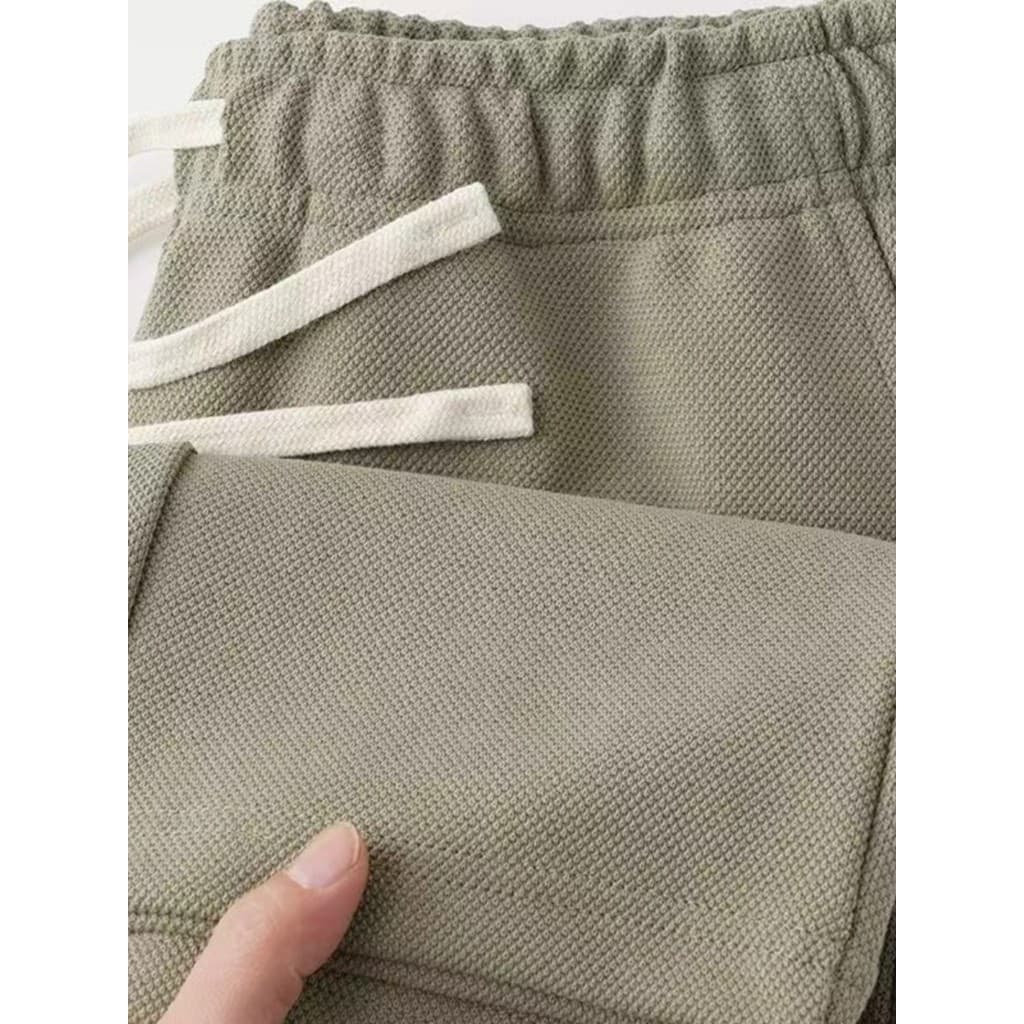 300g algodão grande frisado flor solta calças retas primavera verão cintura elástica Casual esportes Sweatpants cor sóli
