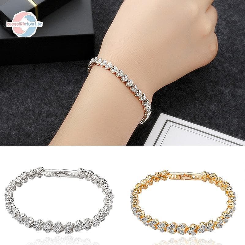 tue Coração Strass Cristal Corrente Pulseira Feminina Charme Manguito Jóias BR