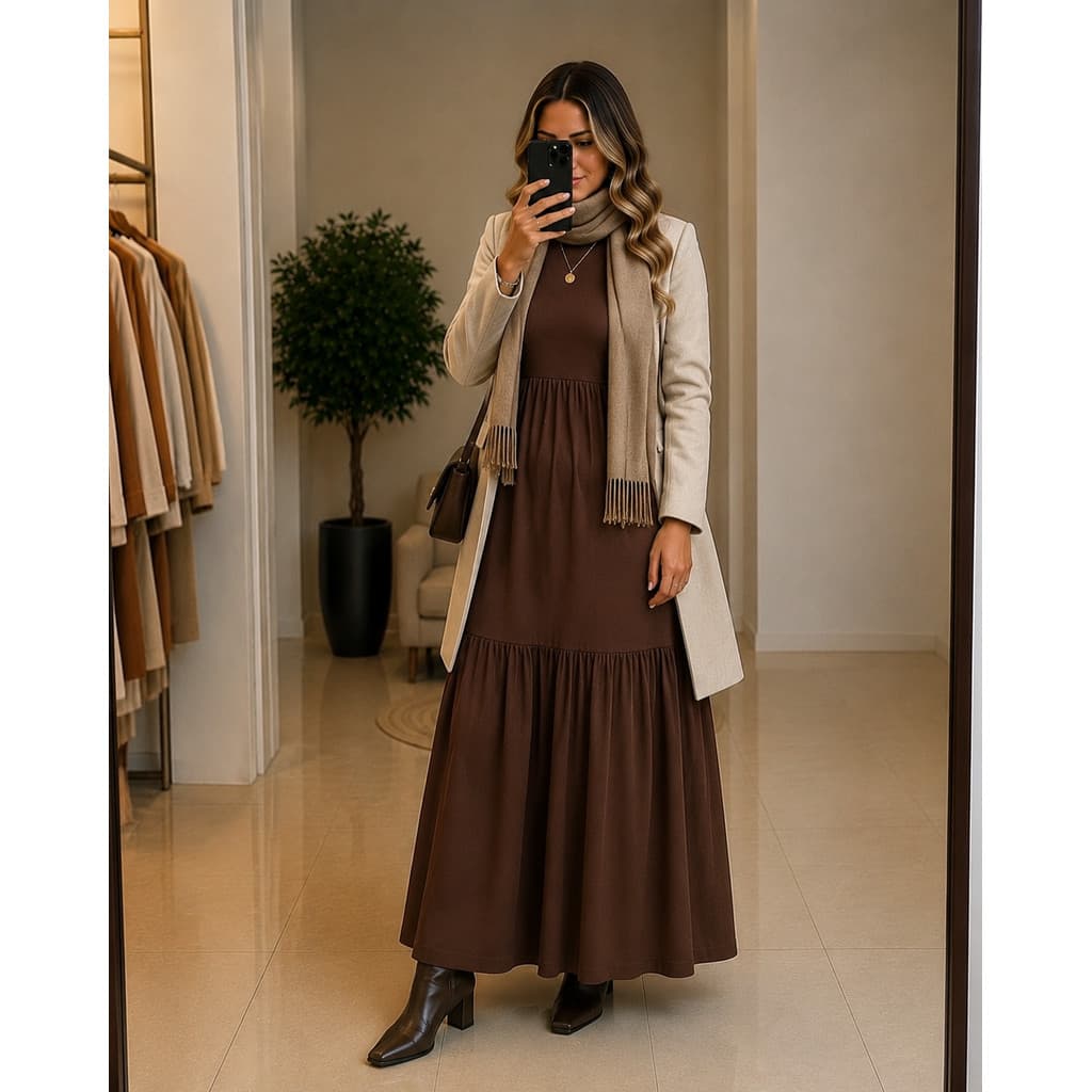 Vestido Feminino Longo de Malha Casual Confortável Várias Cores Saia 3 Marias Plissada 502