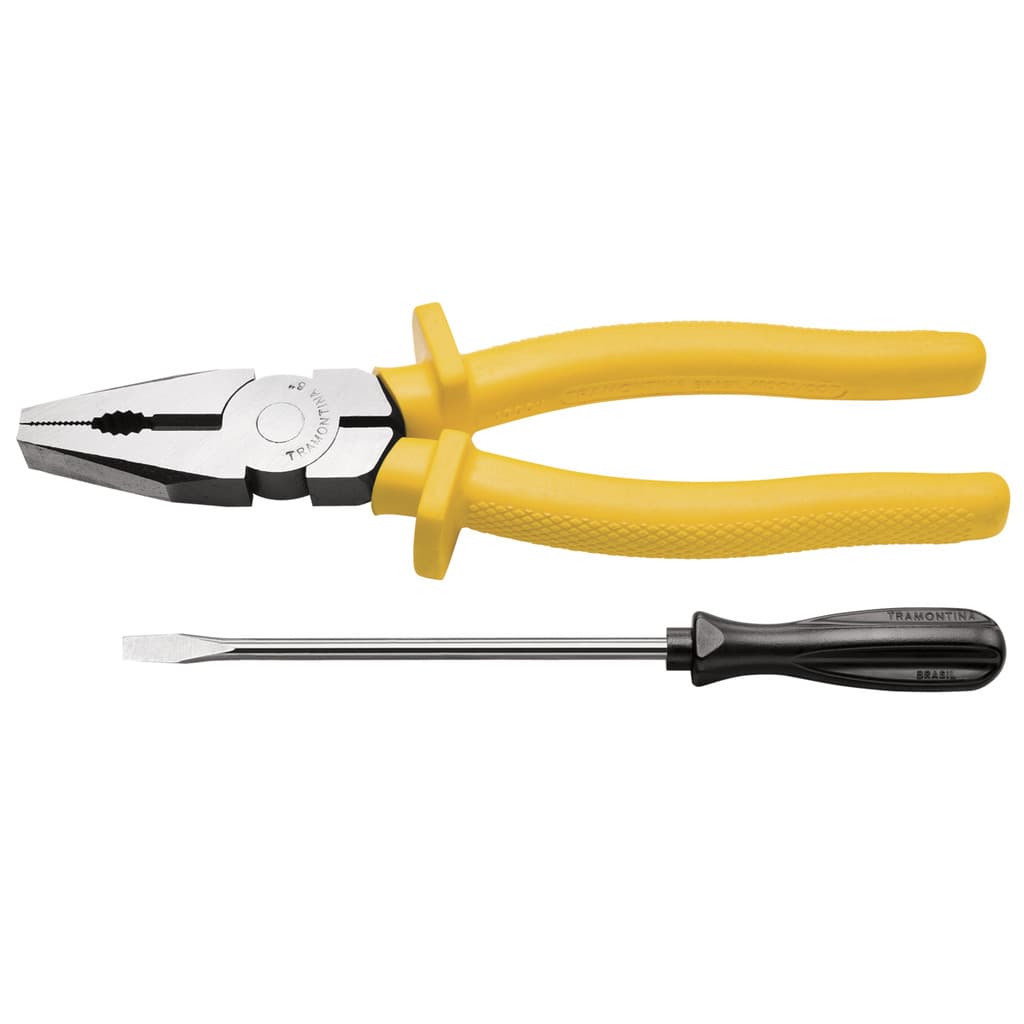 ALICATE UNIVERSAL 8" ISOLADO 1000V + CHAVE FENDA TRAMONTINA