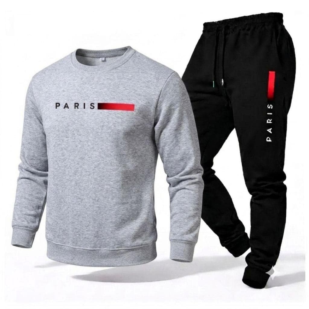 Conjunto Unissex Paris Inverno 2026 Moletom Grosso Gola Redonda Calça Jogger Quente