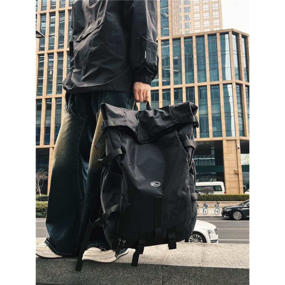 Mochila masculina de grande capacidade, estilo funcional, bolsa de montanhismo, basquete ao ar livre, viagem de curta di