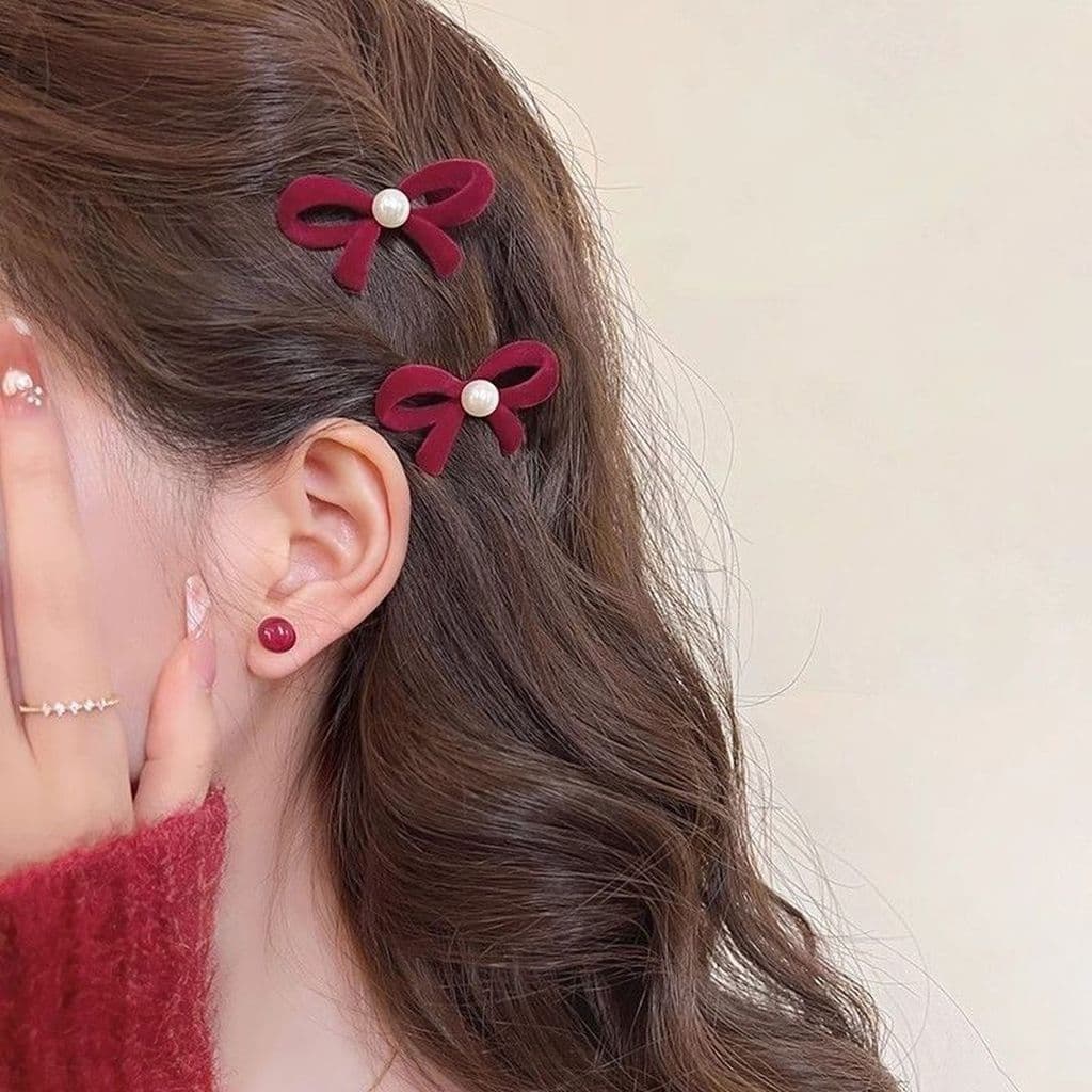 Acessórios de cabelo vermelho grampo de cabelo 2026 novo estilo High-End Hairpin acessórios arco pequeno clipe lateral f