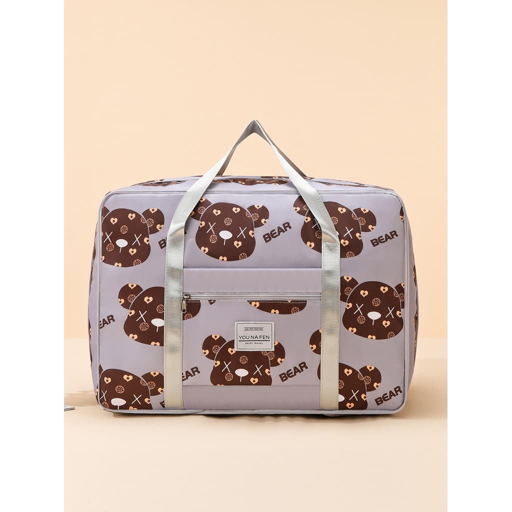 Urso dos desenhos animados dos desenhos animados saco de viagem de grande capacidade portátil estudante saco de bagagem
