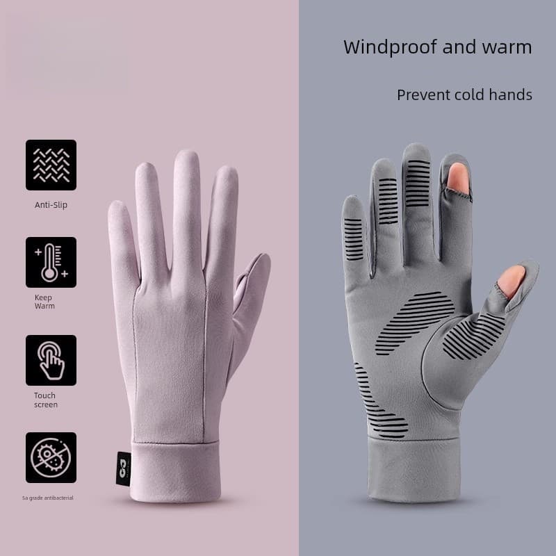Luvas femininas inverno ciclismo quente à prova de vento sem dedos montanhismo correndo condução luvas antiderrapantes f