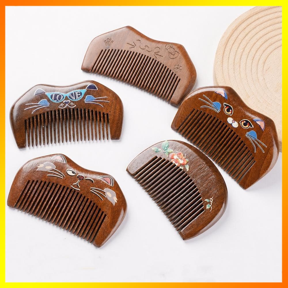 Mini Pente Natural Requintadamente Esculpido , De Sândalo , Dente Largo , Portátil Para Uso Doméstico , Presente Família