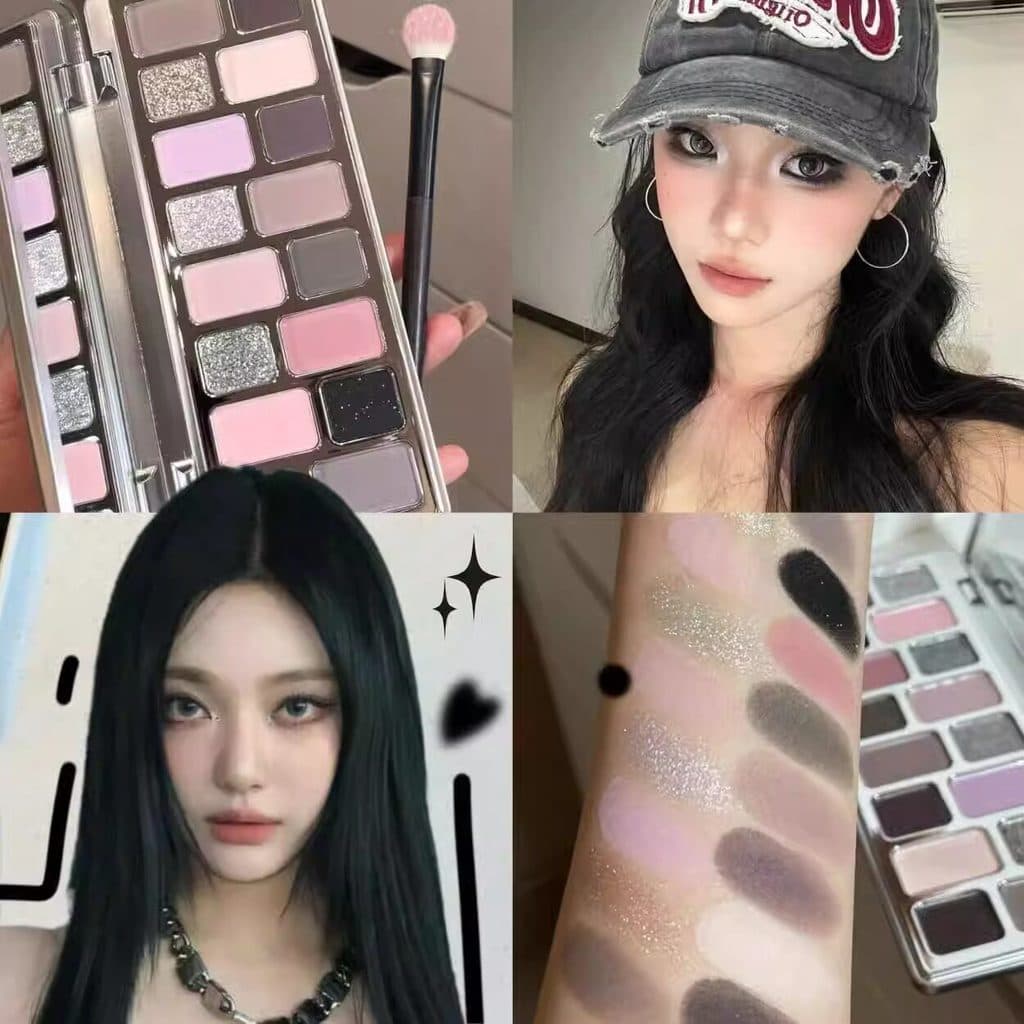 Um Deus da Vedação!Frio baixa saturação rosa roxo 16 cores rosa paleta de sombras fosco Glitter polarizado relógio puro