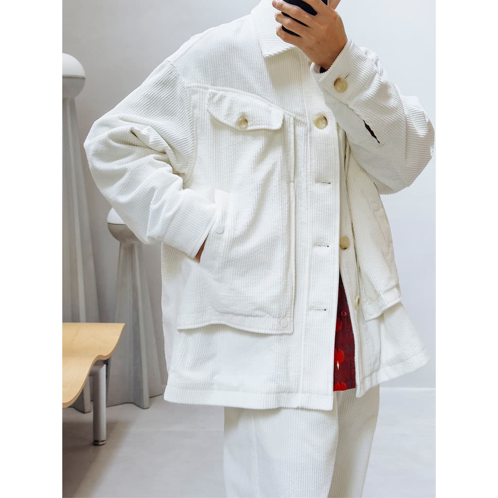[249 Yuan Opcional Três Peças] Jaqueta de Veludo Leve Meninos Primavera Outono Jaqueta Jeans Solta Jaqueta Moderna