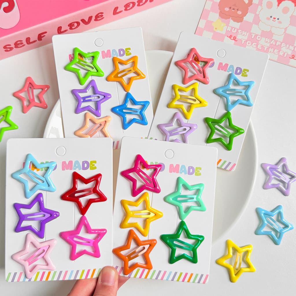 4cm estrela de cinco pontas grampo de cabelo cor tamanho grande estrela crianças Hairpin Headdress menina bebê cabelo qu