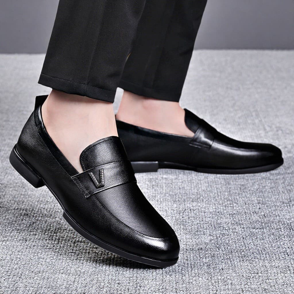 Sapatos de couro masculino couro genuíno negócios Formal Wear respirável couro puro casamento noivo sola macia deslizame