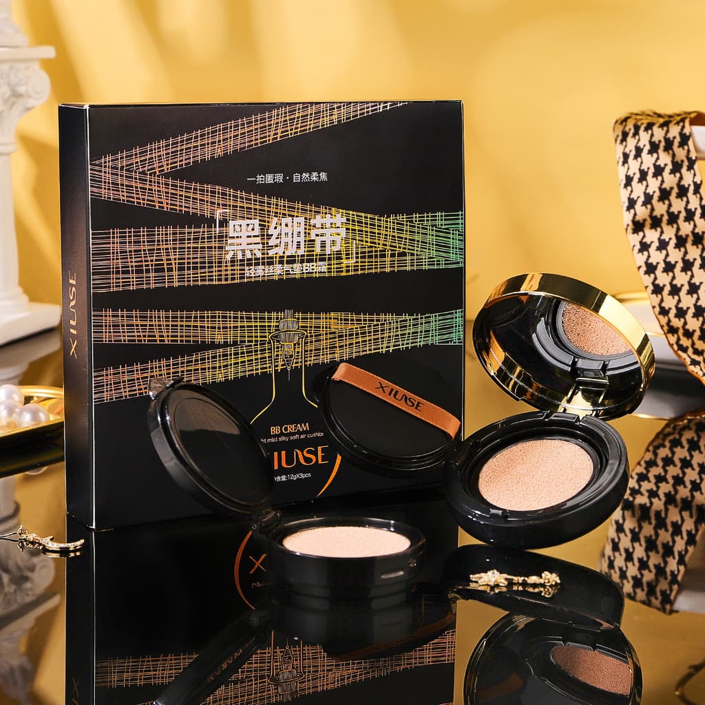 Xiuser Bandagem Preta Luz Névoa Sedosa Almofada de Ar Macia BB Creme Corretivo Natural Maquiagem Nude Segurar Maquiagem