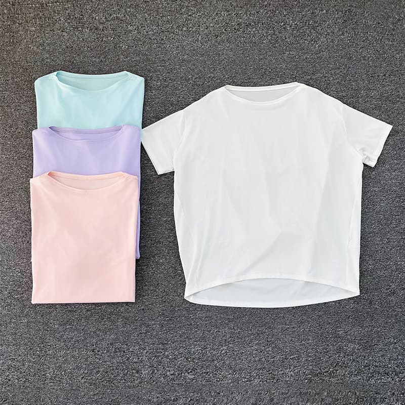 Yoga Wear blusa superior feminina de manga curta solta mais magro olhar respirável seda gelo sensação legal Casual Fitne