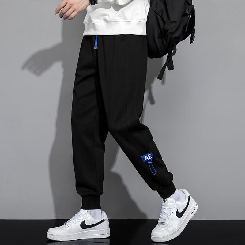 Calça de moletom masculina primavera outono calças casuais na moda versão coreana em linha reta tornozelo-pernas magro-a