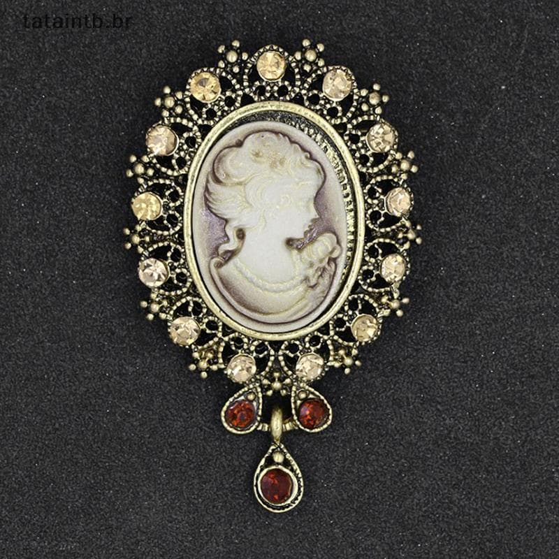[Tatata] Broches Vintage De Strass De Cristal Cameo Para Mulheres Queen's Beauty BR